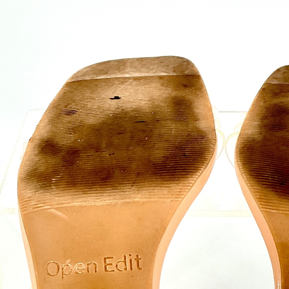 Open Edit Size 7.5 Tan Nude Clear Strappy Kitten‎ Heel Slide Sandals Tawney - Picture 13 of 14